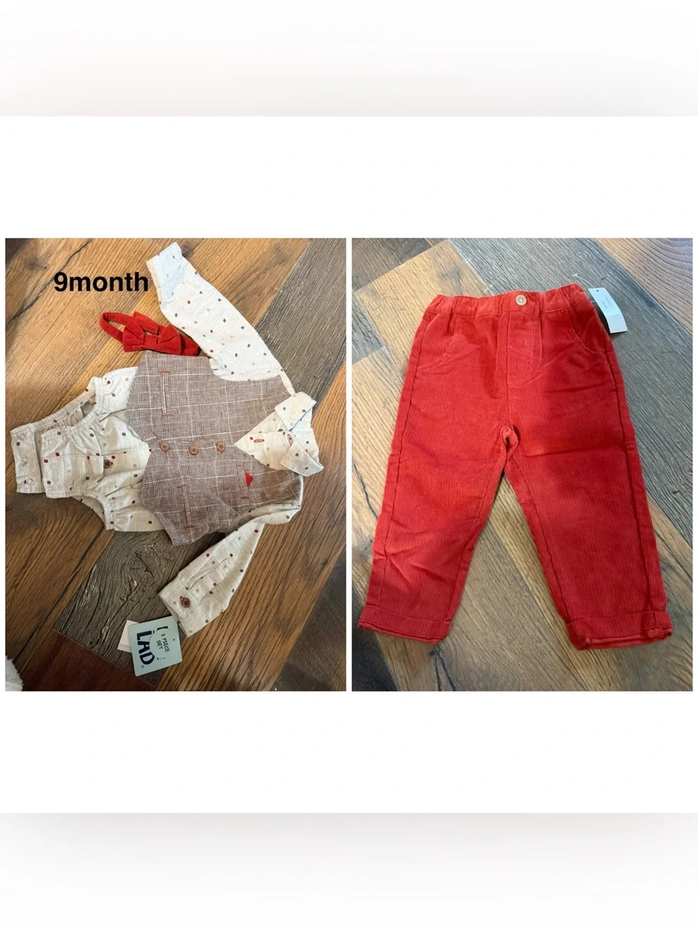 Red Corduroy Pants & Cream Shirt Set - Kids Accessories